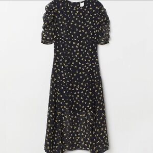 Black Floral Puff Sleeve Dress